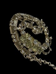 Vintage MCM Necklace Sarah Coventry Clear Yellow Green Rhinestone 16-18″