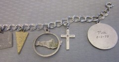 vintage Sterling Silver Enamel State Map Charm Bracelet Souvenir PA MA 7P