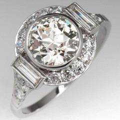 Vintage Art Deco Style Round Cut Lab Created Diamond Engagement 925 Silver Ring