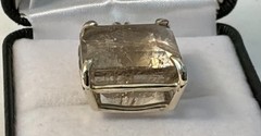 Gold Rutilated Quartz Penant Faceted Emerald Cut Four Prong Setting