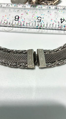 VTG Signed HOBE Silver Mesh NECKLACE & CLIP EARRING Set 1940s ORNATE Demi-Parure