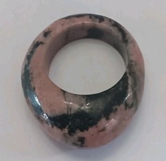 Vintage Natural Rhodonite Chunky Sz 8.75 Pink & Black Ring