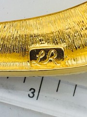Signed Lady Remington Vintage Polish GoldT BigCutout Heart Pave Crystals Brooch