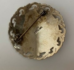 Siam 925 Sterling Silver White Enamel Filigree Edge Brooch, Earrings, Cufflinks