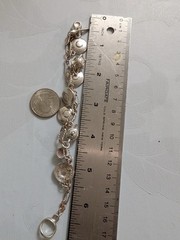 Vintage Tea Set Charm Bracelet Unmarked Likely Silver Plate 7” Spoon Toggle