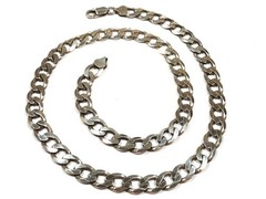 Vtg Sterling Silver 9.2mm Curb Link 22″ Chain Necklace Signed SJ