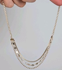 Vintage Y2K Dainty Silver Tone 3 Strand Drape Adjustable 12″ Choker Necklace