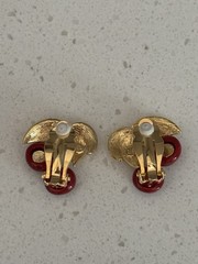 Joan Rivers Red Cherries Set Gold Tone Rhinestones Leaves Earrings