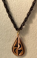 Vintage WM Co Wheeler Copper Southwest Moon Pendant Necklace Modernist 16” 15g