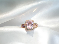 Rose Gold on Sterling Silver 925 Natural Irradiated Morganite Size 6 Ring