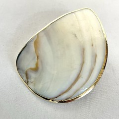 Handmade Abalone Shell Scarf Slide Buckle Gold Tone Boho Coastal Western