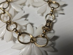 One Vintage Coro Bracelet 5 Link White Daisy Rhinestone Center 6″ (2 Available)