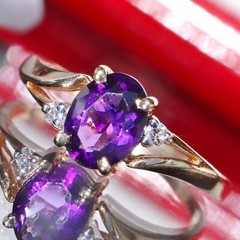 10k yellow gold ring 1.00ct natural amethyst diamond sz 6.5 handmade 2.0g N3011U