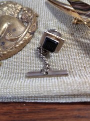 Vintage 20 Brooch Pendant Ring Metal Gold Silver Tone Rhinestone