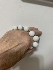 Vintage Milk Glass Stretch Bracelet with A Smooth Glossy Texture ball Design 7”