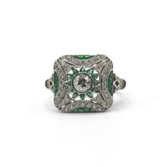 Edwardian Art Moissanite & Fancy Cut Green Vintage Inspire Anniversary Gift Ring