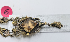 Signed GNS GEORGE STEERE Antique Art Nouveau Jewel TOPAZ GLASS Pendant Necklace