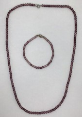 VTG 24″ Faceted Almandine Garnet Necklace 7.5″ Bracelet Estate Mine Find Set