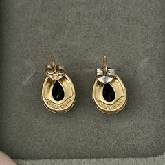 Ross Simons 925 Sterling Silver Gold Vermeil Smoky Quartz Diamond Stud Earrings