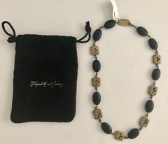 NWT Robert Lee Morris Elizabeth & James Brass & Ebony Cross Necklace Pouch $195