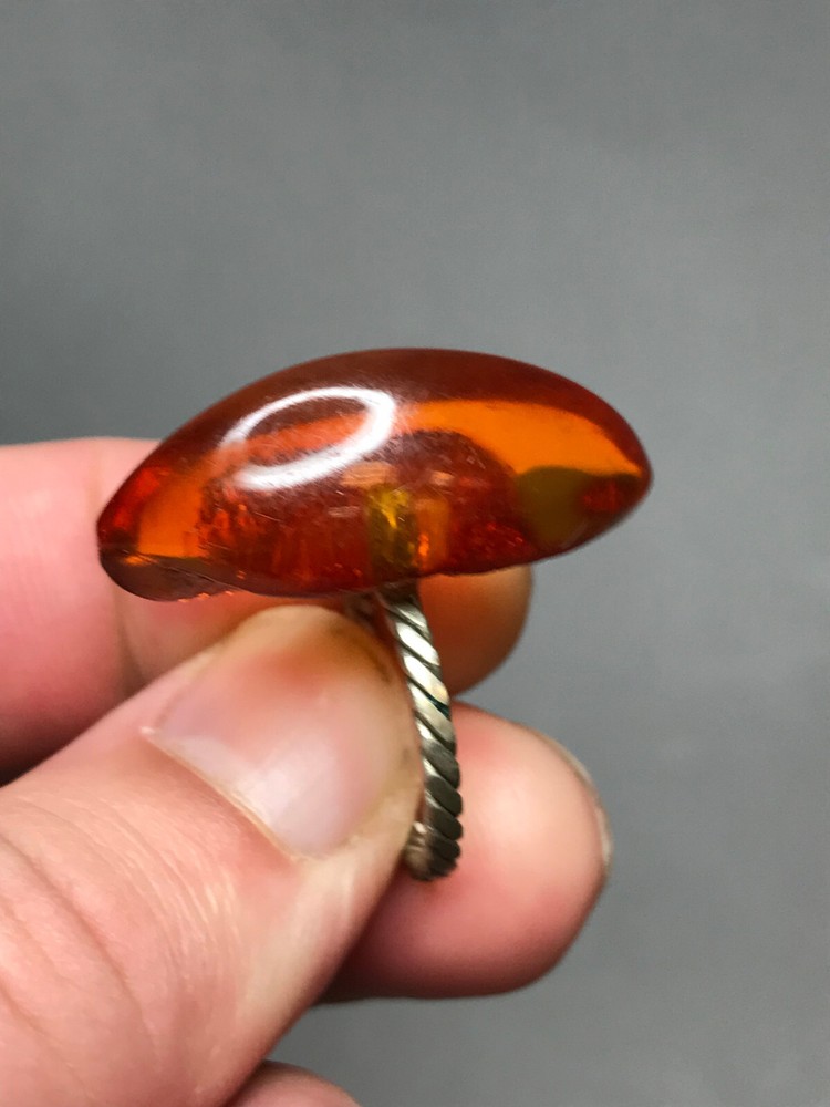 Natural OLD Antique 4.7 gr Cognac Honey Baltic Amber Stone Ring