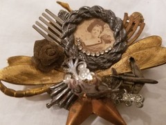 Vintage 1990-John Wind Maximal Art-Large Mixed Metal Travelers Pin/Brooch