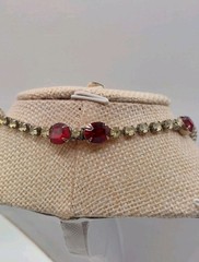 Vintage Kramer NY Red Rhinestone Statement Necklace Hollywood Regency Signed MCM