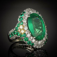 Lab Created 18.90ct Brazilian Oval Emerald & 0.45ct Cubic Zirconia Women Ring