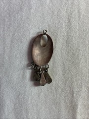 VTG Alpaca Mexico White Enamel Mother Of Pearl Abalone Inlay Pendant