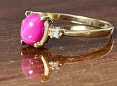 1960’s Pink Star Sapphire Ring 10K Gold Diamond Size 6.25 not blue Vintage