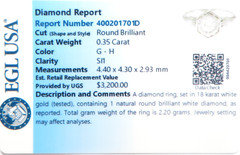 Antique Art Deco 1920’s Diamond Engagement Ring 18KW Size 6 UK-L1/2 EGL USA