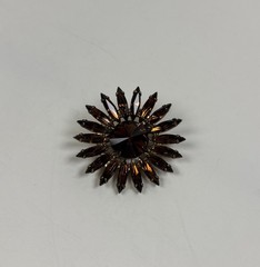 Brown Rhinestone Starburst Brooch 1.5”