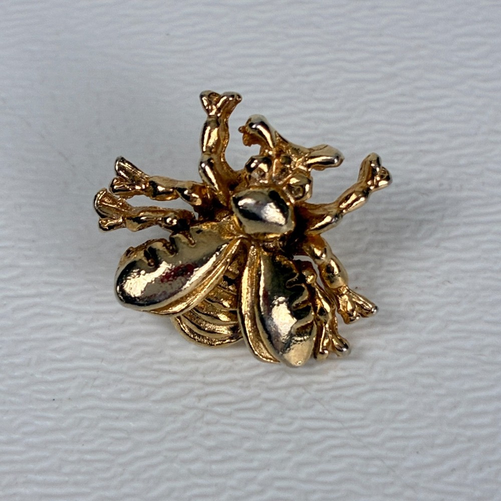 Gold Tone Beetle Scatter Pin Small Insect Lapel Pin Clutch Back Jewelry