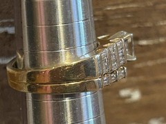 Vintage 1 Piece 14k Gold Diamond Wedding Band/Engagement Ring Sz 6 Custom Design
