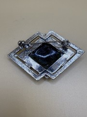 Vintage Art Deco Brooch Green Glass Or Acrylic