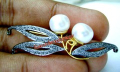 LATEST ANTIQUE ROSE CUT DIAMOND 0.66ct & SILVER 925 PEARL VINTAGE BROOCH JEWELRY