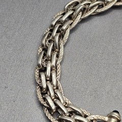 Vintage Sterling Silver Heavy Woven Statement Bracelet 6.75″ 925 8.5mm Chain