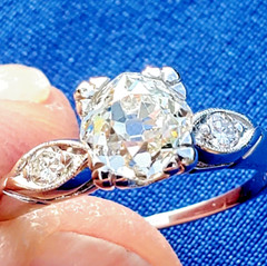 NATURAL EARTH MINED DIAMOND ORIGINAL Art DECO Engagement Ring PLATINUM Solitaire