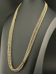 Vintage 12k Gold Filled Star Art 54″ Guard Muff Chain Statement Necklace 55 gram