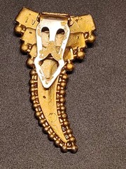 Rare Antique Gold Tone Signed A1 Safa Kundan Kalangi Brooch Turban Pin Green 2″
