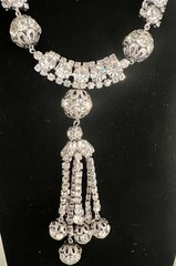FABULOUS DRAMATIC STATEMENT VTG RHINESTONE DRIPPING TASSEL BIB NECKLACE