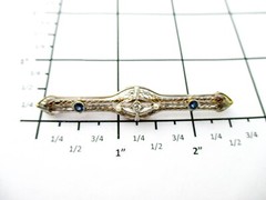 14k Gold Platinum Top Edwardian Bar Brooch Collar Pin