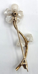 Vintage American Natural Freshwater Pearl and Diamond Brooch 14K