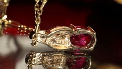 10k yellow gold pendant 0.93ct lab created ruby solitaire charm 0.95gr N3634