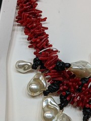 Zara Faux Red Coral Statement Necklace Bold Baroque Pearl Acrylic NWT $59.90