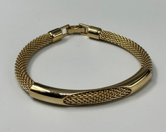 Vintage Avon Bracelet Gold Tone Mesh Tube Chain Fold Over Clasp 6.5″