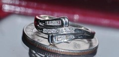 10k white gold swirl ring 0.45ct natural diamond size 6 handmade 2.2gr N2706F