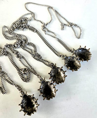 Vintage Ladybug Silver Tone Pendant Necklace 16″ Curb Link Chain