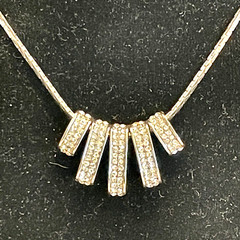 Silver Toned Choker Necklace Clear Rhinestones 16″ Plus 4″ Extender