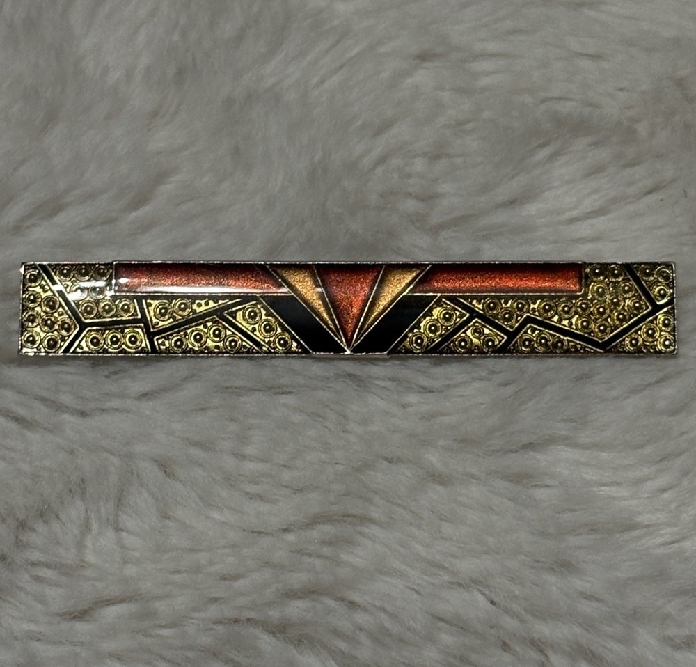 Art Deco Brooch Enamel Gold Tone Vintage Jewelry Art Nouveau Rectangle Geometric